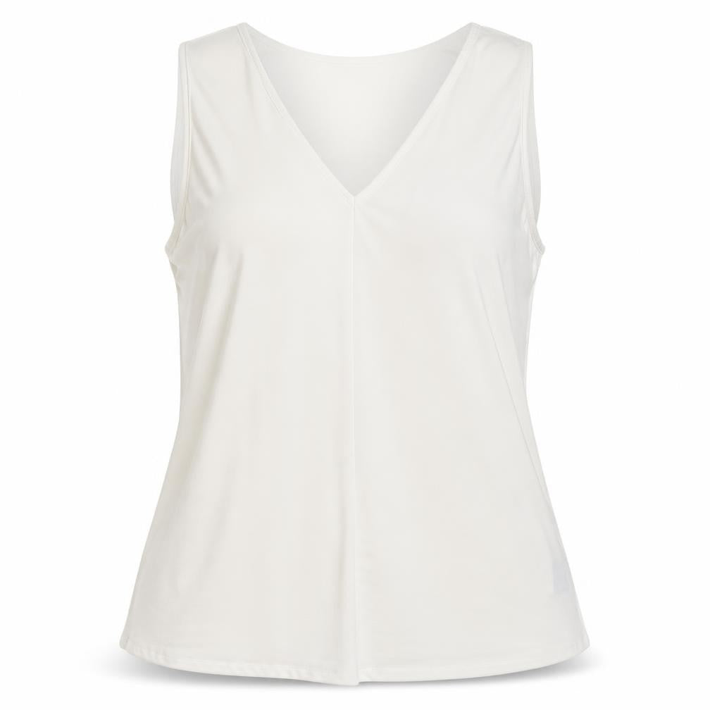 mixolo Womens White  Polyester Basic Tank Size M V-Neck
