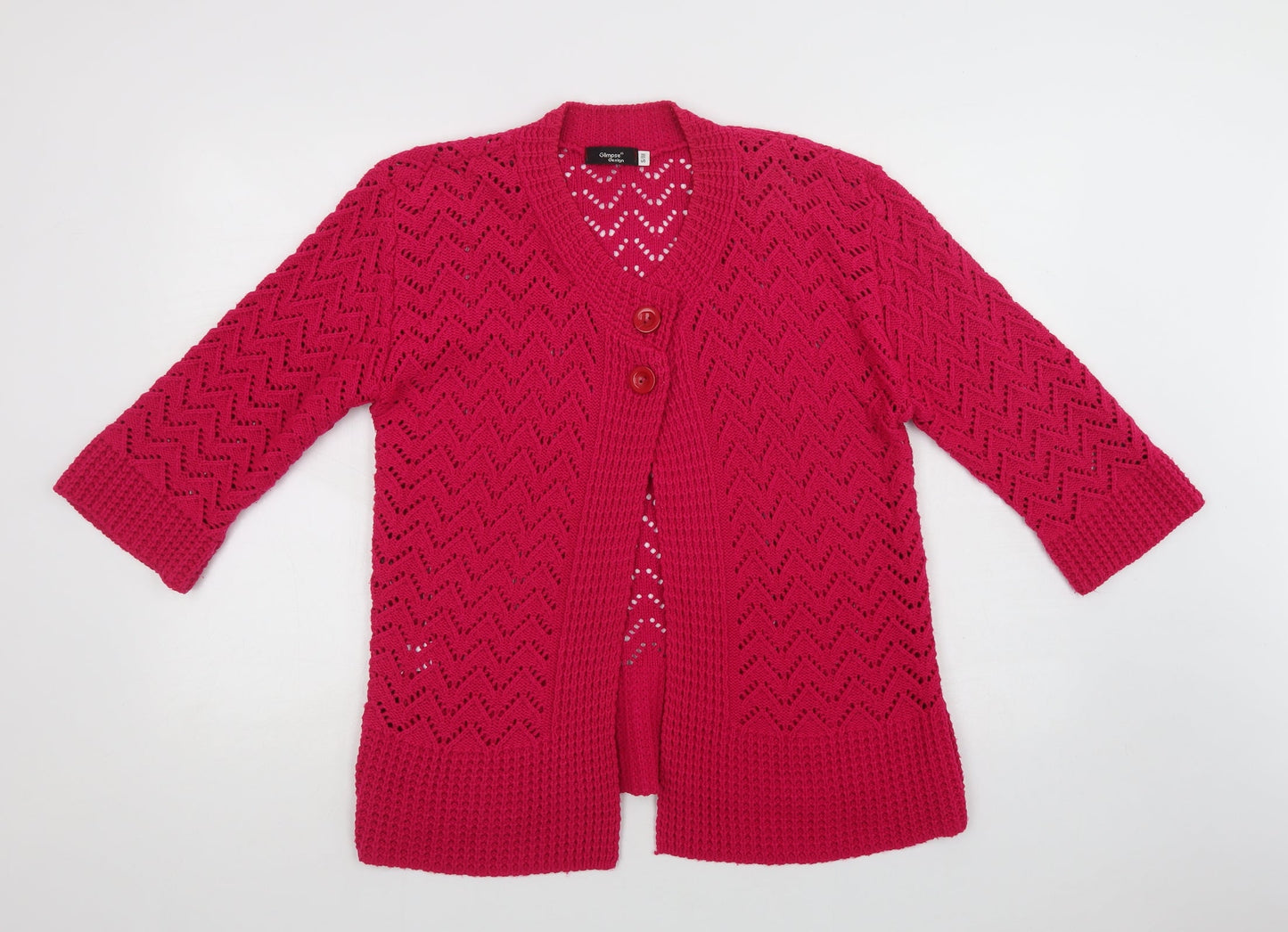 Glimpse Design Womens Pink Round Neck  Cotton Cardigan Jumper Size M
