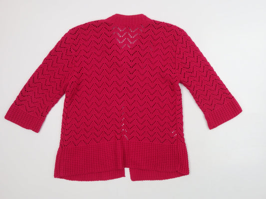 Glimpse Design Womens Pink Round Neck  Cotton Cardigan Jumper Size M