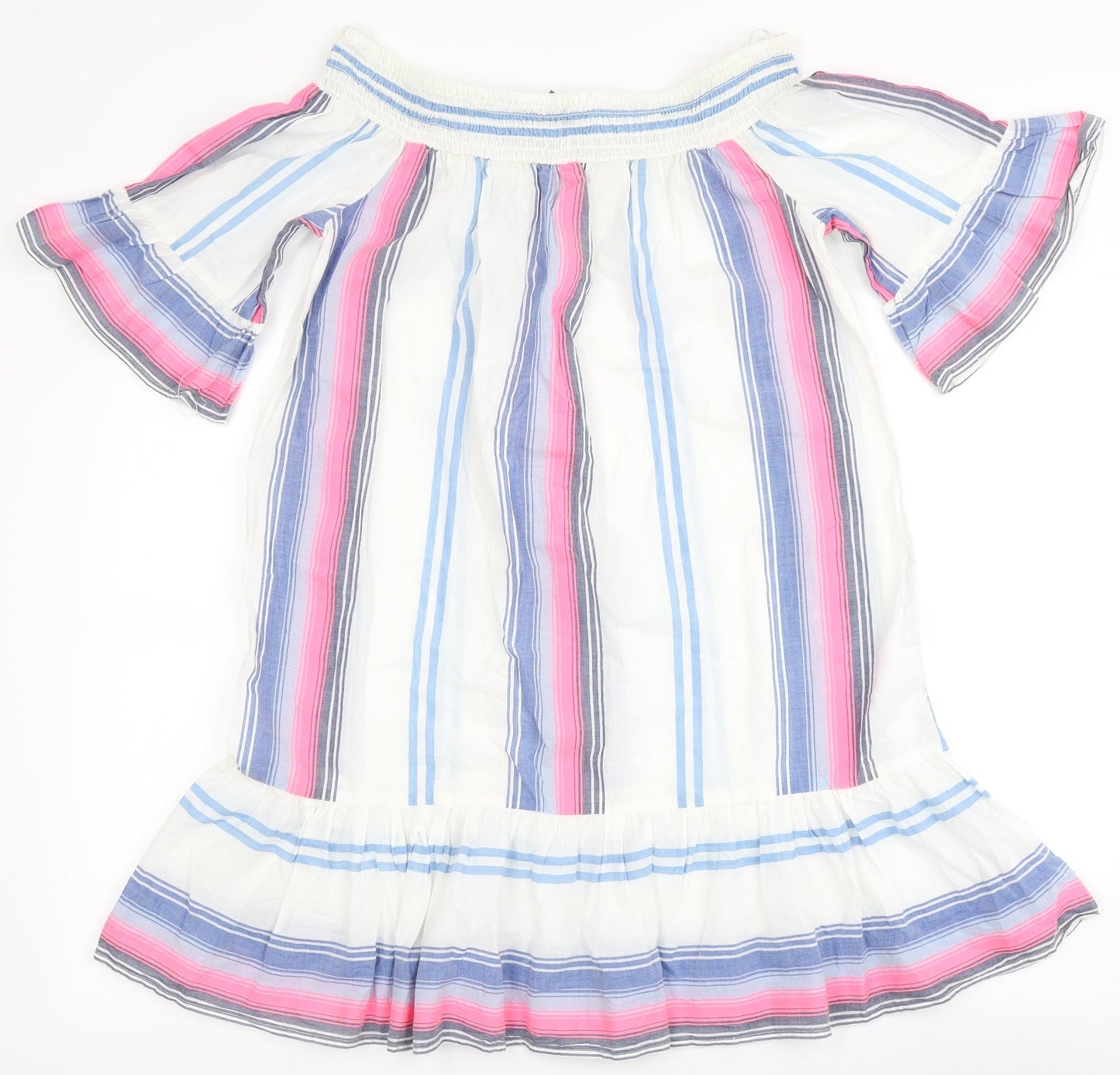 F&F Womens Multicoloured Striped Cotton A-Line  Size S  Off the Shoulder