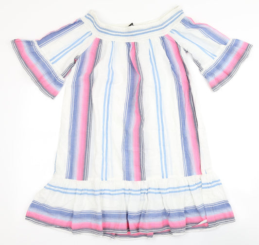 F&F Womens Multicoloured Striped Cotton A-Line  Size S  Off the Shoulder