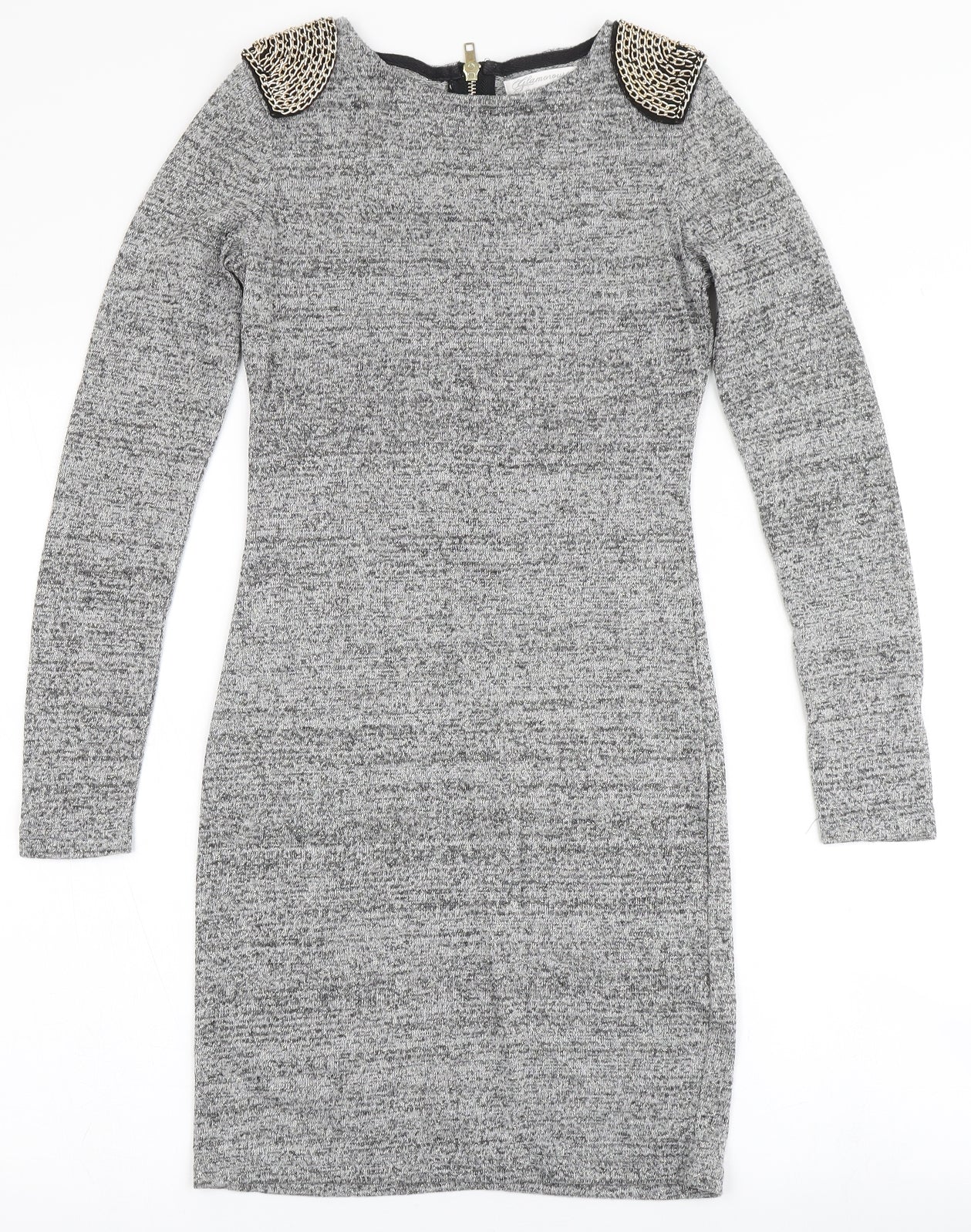 Glamorous Womens Grey  Cotton Bodycon  Size 10  Round Neck