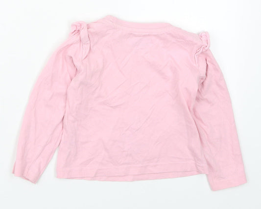 Preworn Girls Pink Solid Cotton Top Pyjama Top Size 2-3 Years  Pullover - Peppa Pig Dreaming of Dancing