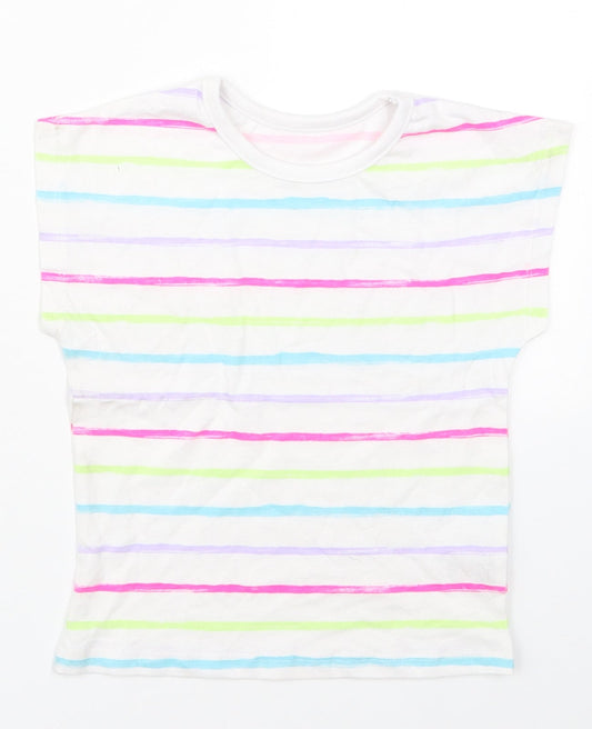 Dunnes Girls Multicoloured Striped Cotton Basic T-Shirt Size 2-3 Years Crew Neck Pullover