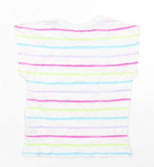 Dunnes Girls Multicoloured Striped Cotton Basic T-Shirt Size 2-3 Years Crew Neck Pullover