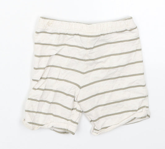 Fred & Flo Boys Beige Striped Cotton Cropped Trousers Size 18-24 Months  Drawstring - Shorts