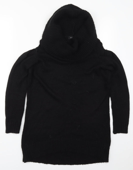 New Look Womens Black Roll Neck  Acrylic Pullover Jumper Size M   - Cut Out Shoulders