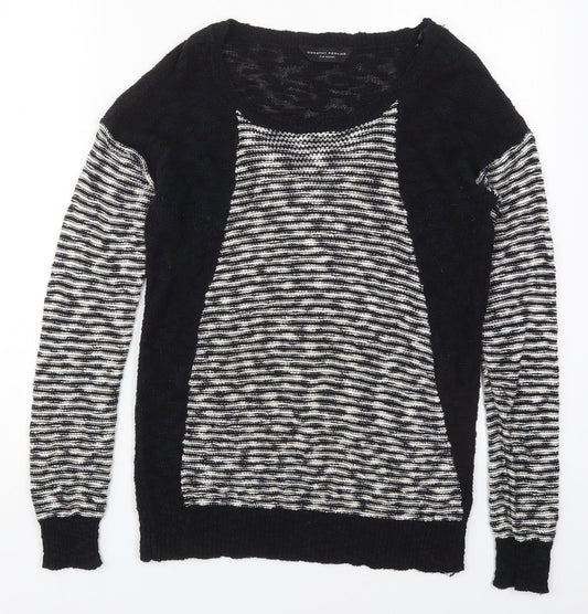 Dorothy Perkins Womens Black Round Neck Striped Cotton Pullover Jumper Size 12