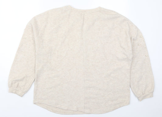 Papaya Womens Beige Round Neck  Polyester Pullover Jumper Size 18