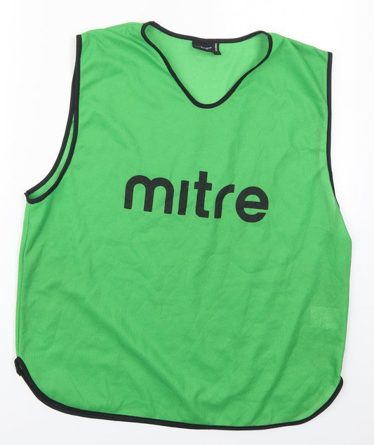 Mitre Mens Green  Polyester Basic Tank Size S V-Neck Pullover