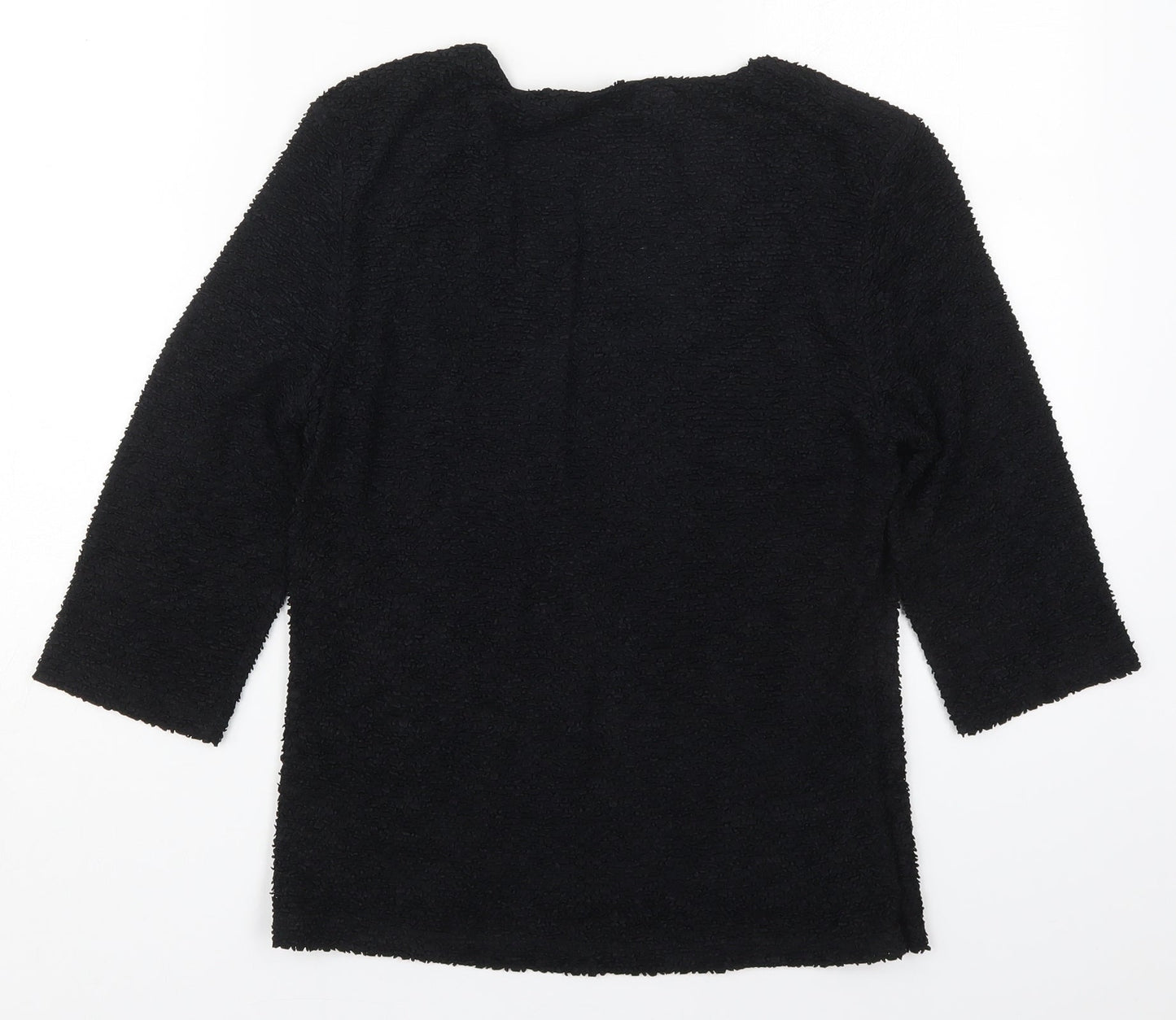 Alex & Co Womens Black  Acetate Basic T-Shirt Size 12 Square Neck