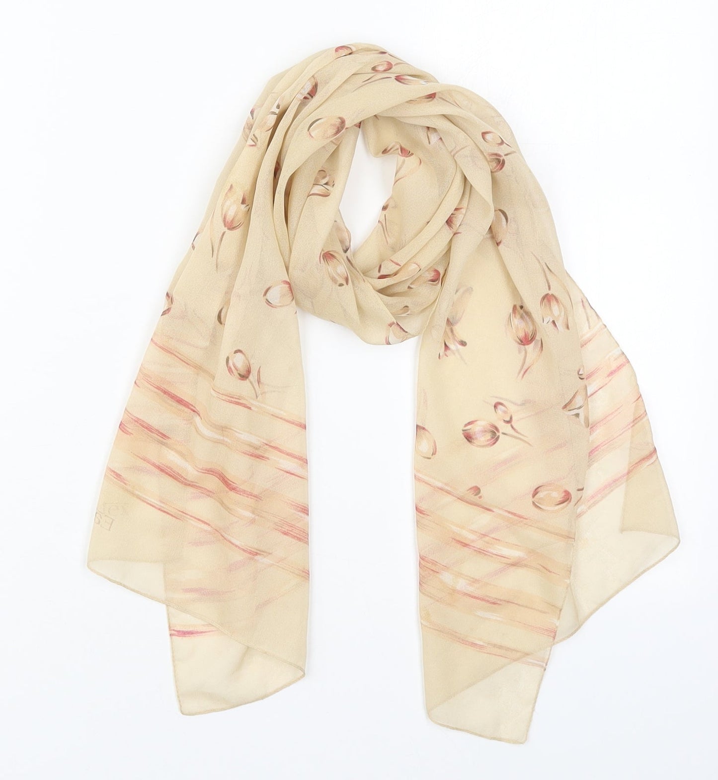 Preworn Womens Beige Floral Polyester  Scarf