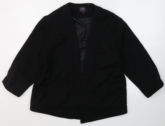 Marks and Spencer Womens Black V-Neck  Polyester Cardigan Jumper Size 14   - Open front