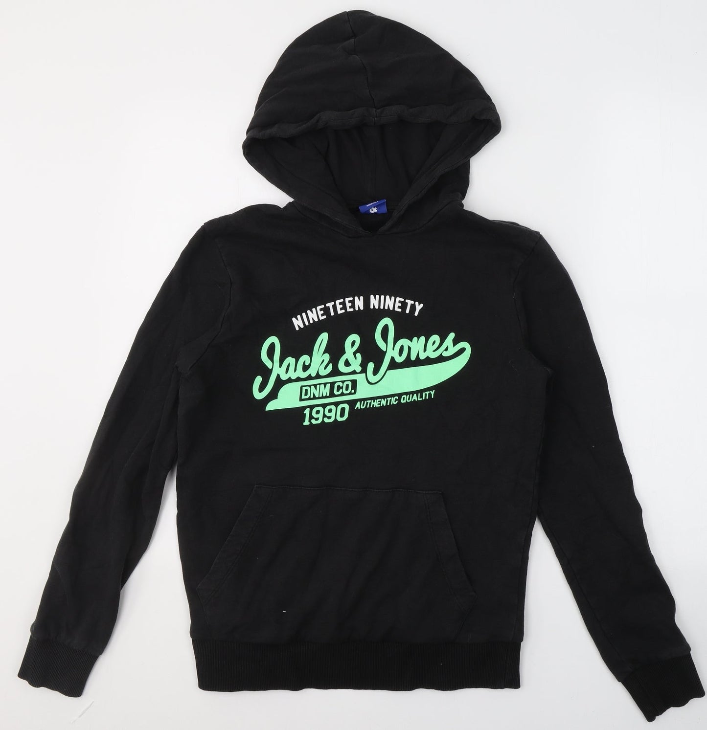 JACK & JONES Mens Black  Cotton Pullover Hoodie Size S   - 1990