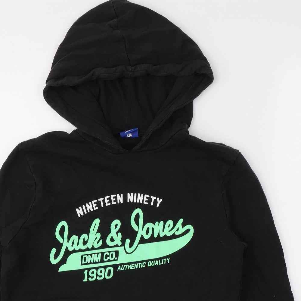JACK & JONES Mens Black  Cotton Pullover Hoodie Size S   - 1990
