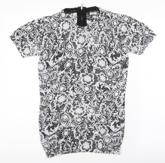 NEXT Womens Multicoloured Paisley Polyester Jersey T-Shirt Size 6 Roll Neck
