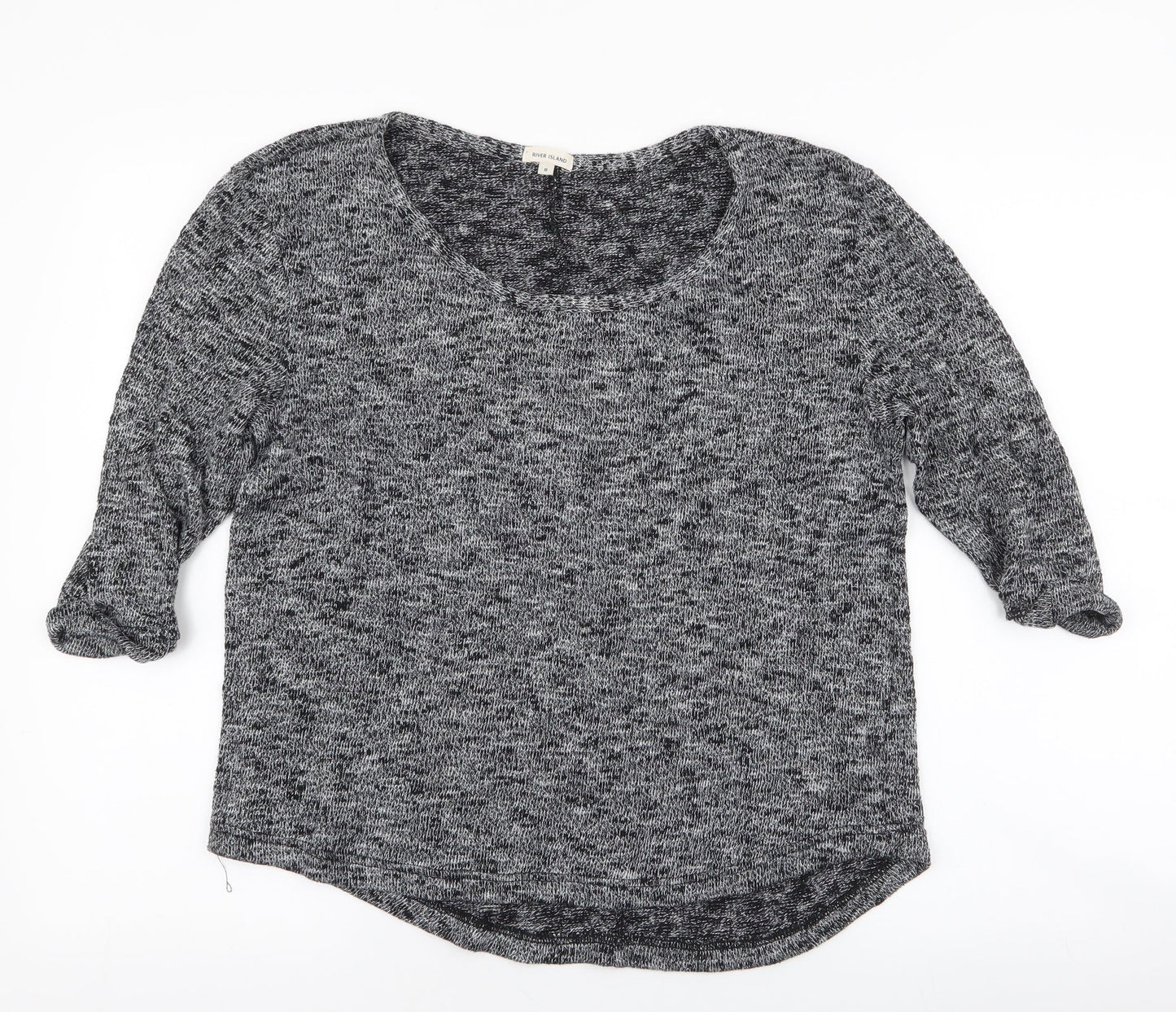River Island Womens Grey Round Neck  Cotton Pullover Jumper Size 8