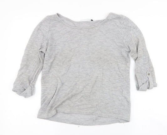 Only Womens Grey Round Neck  Cotton Pullover Jumper Size S