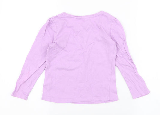 Favourites Girls Purple  Cotton Jersey T-Shirt Size 4 Years Round Neck Pullover - glitter chaser