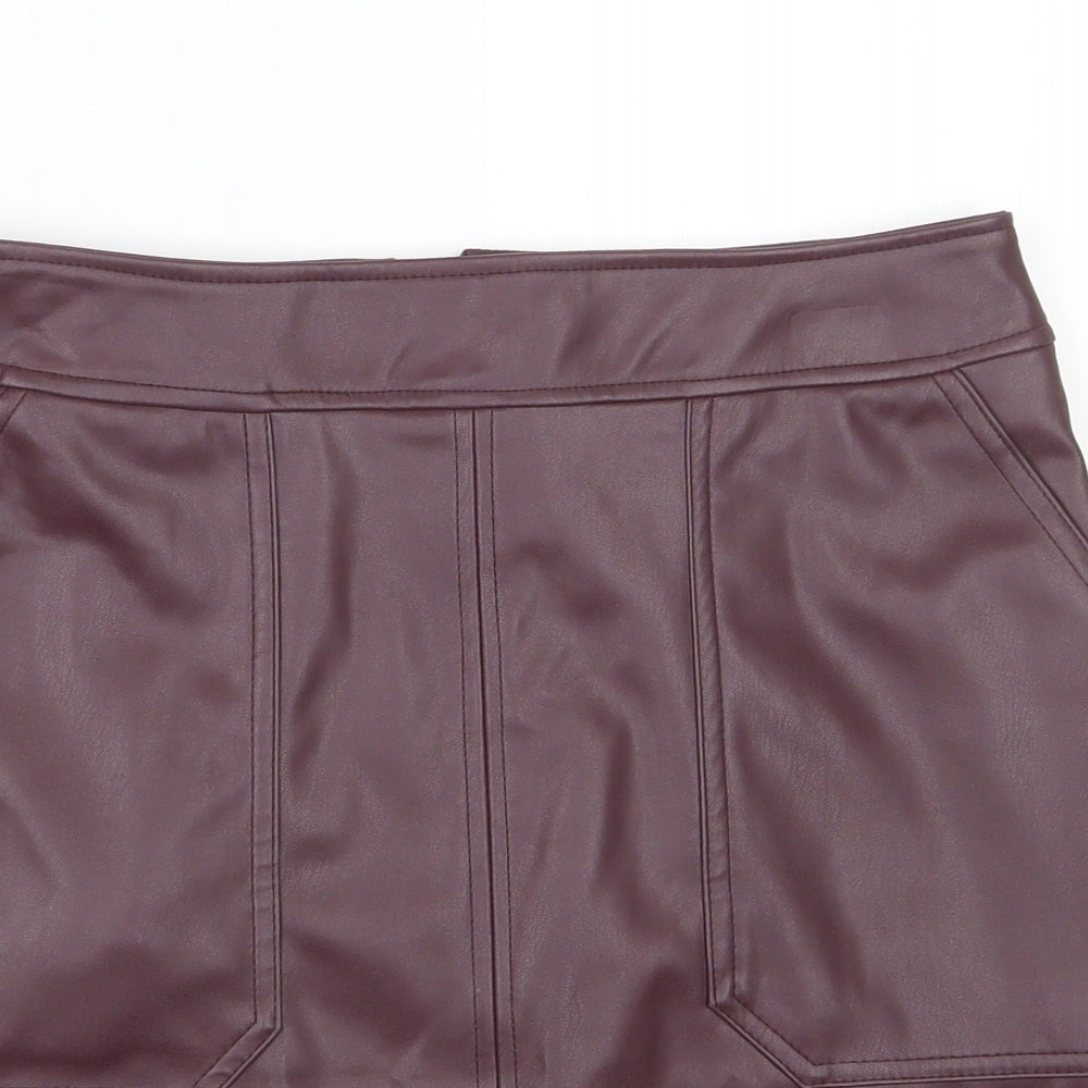 Warehouse Womens Purple  Polyurethane A-Line Skirt Size 10   Zip