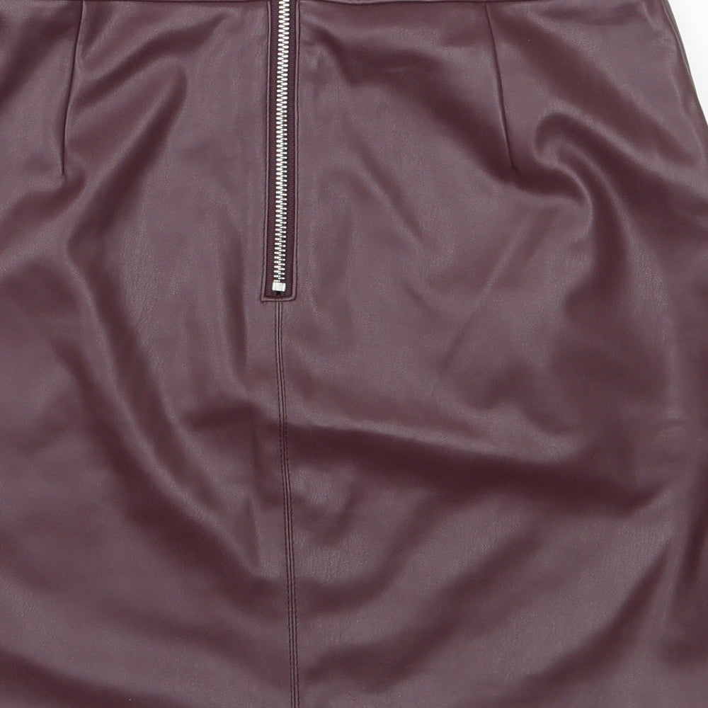 Warehouse Womens Purple  Polyurethane A-Line Skirt Size 10   Zip