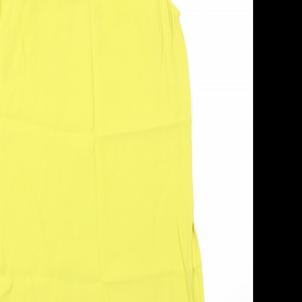 New Look  Womens Yellow  Viscose Basic Blouse Size 10 Round Neck