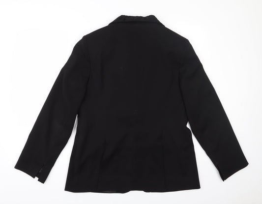 AMARANTO Womens Black  Polyester Jacket Suit Jacket Size 14   - Lace collar and pocket flaps