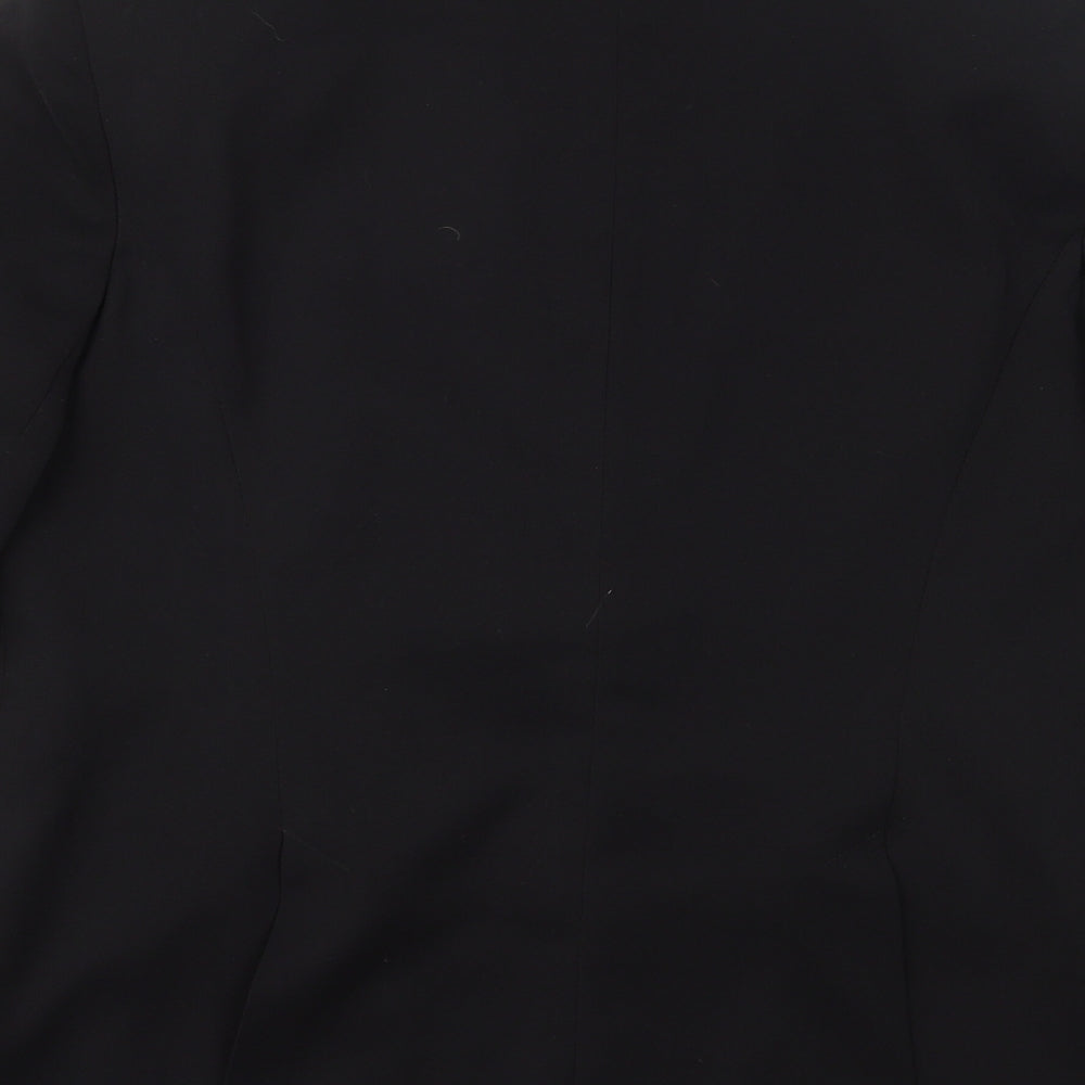 AMARANTO Womens Black  Polyester Jacket Suit Jacket Size 14   - Lace collar and pocket flaps