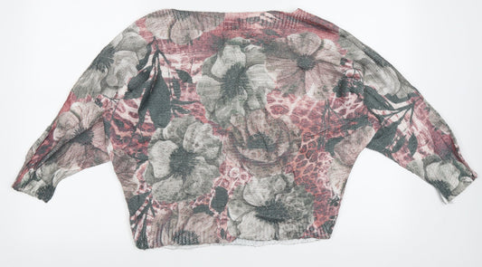 Nina Murati Womens Multicoloured Boat Neck Floral Acrylic Pullover Jumper Size XL