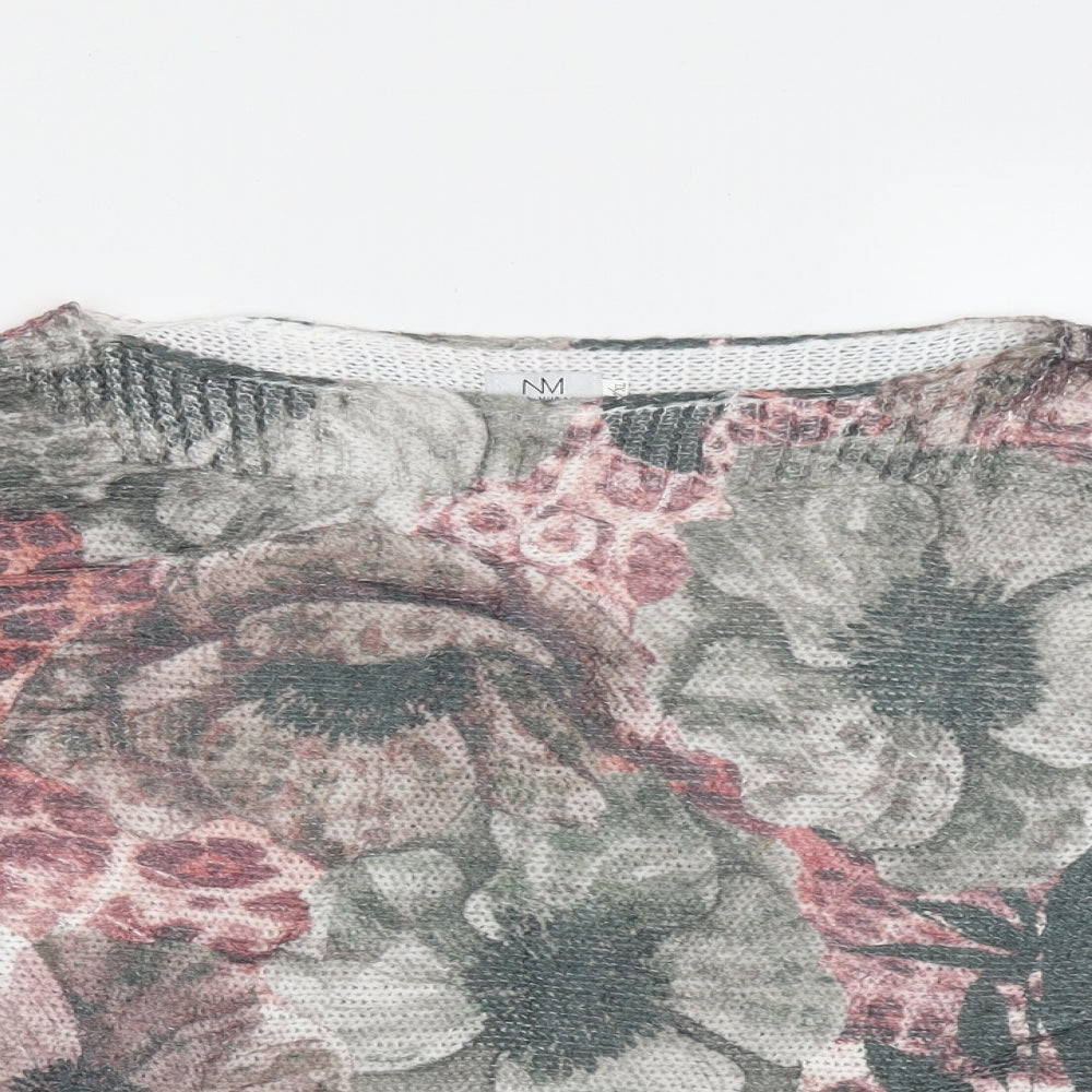 Nina Murati Womens Multicoloured Boat Neck Floral Acrylic Pullover Jumper Size XL