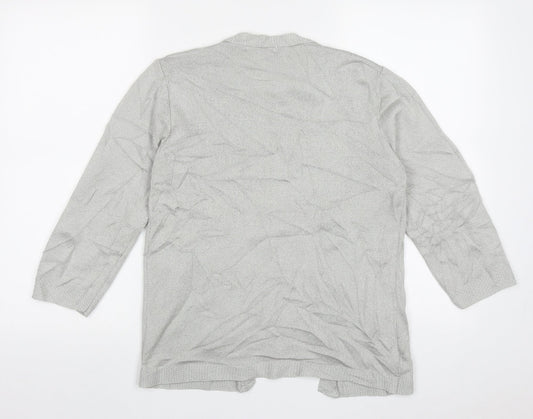 Alexara Womens Grey Crew Neck Striped Acrylic Pullover Jumper Size M