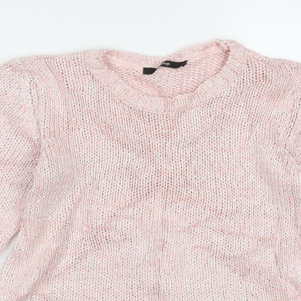 georger Girls Pink Crew Neck  Polyester Pullover Jumper Size 10-11 Years  Pullover