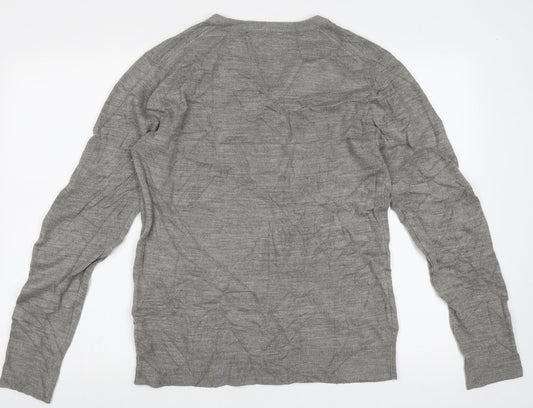 Cedar Wood State Mens Grey V-Neck  Acrylic Pullover Jumper Size M