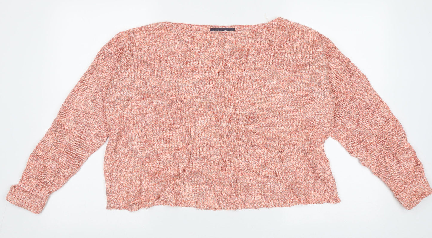 Marks and Spencer Womens Pink Boat Neck  Cotton Pullover Jumper Size M