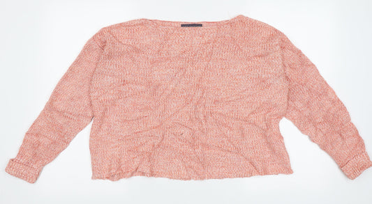 Marks and Spencer Womens Pink Boat Neck  Cotton Pullover Jumper Size M