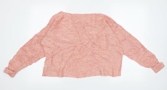 Marks and Spencer Womens Pink Boat Neck  Cotton Pullover Jumper Size M