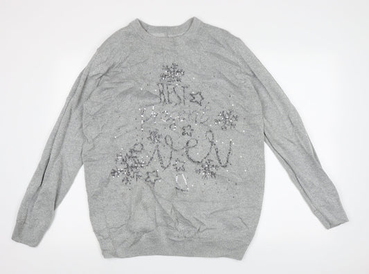 Blooming Marvellous Womens Grey Crew Neck  Cotton Pullover Jumper Size L