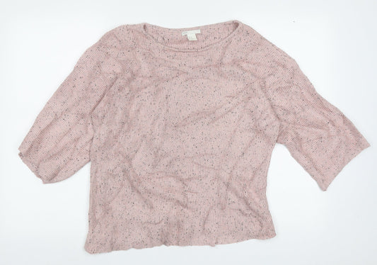 H&M Womens Pink Boat Neck  Acrylic Pullover Jumper Size S
