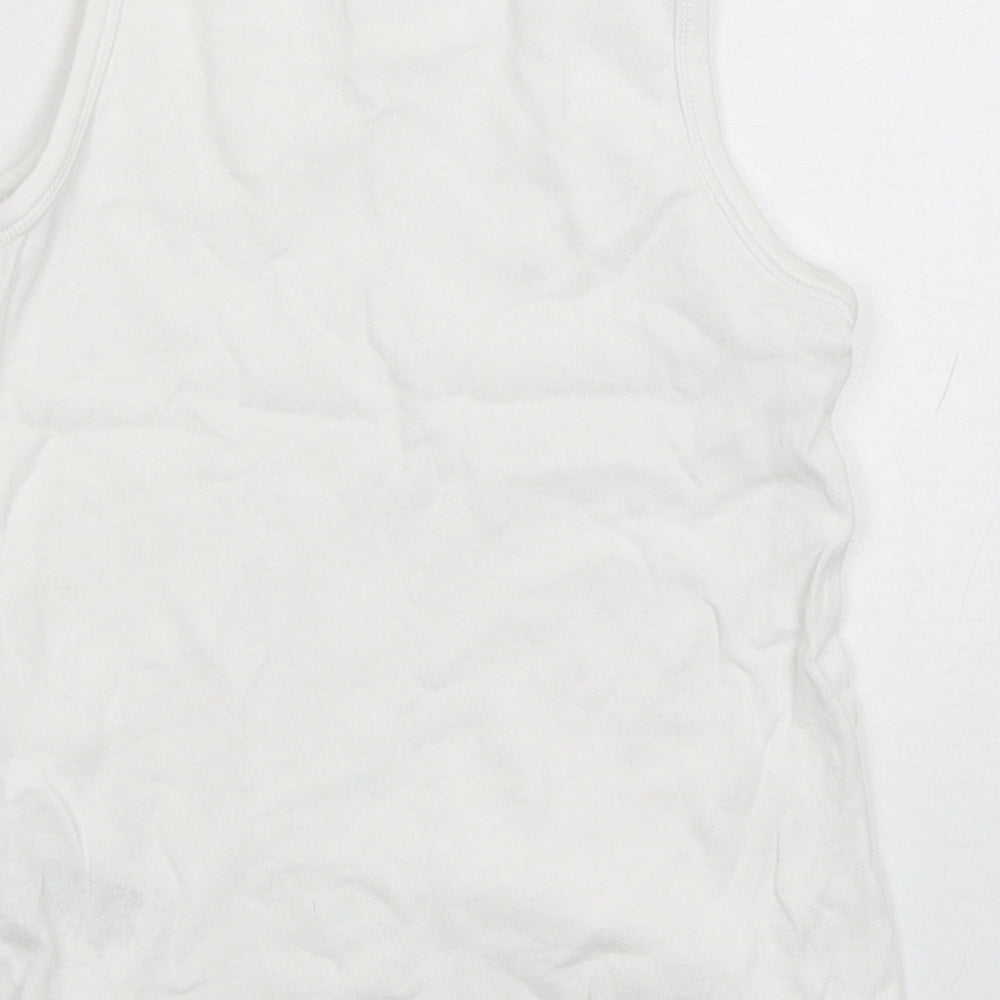 Mothercare Boys White  Cotton Basic Tank Size 4-5 Years Round Neck Pullover