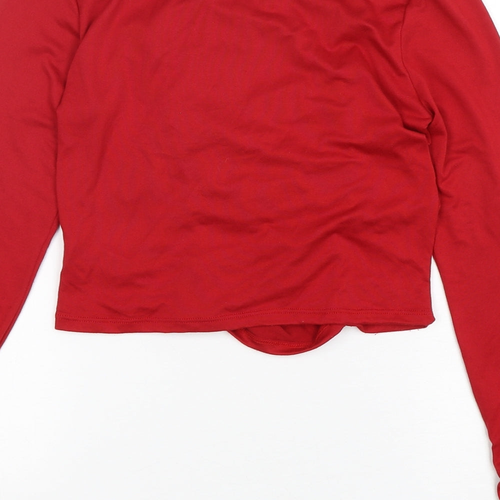 Heart & Hips  Womens Red  Polyester Cropped T-Shirt Size M Round Neck