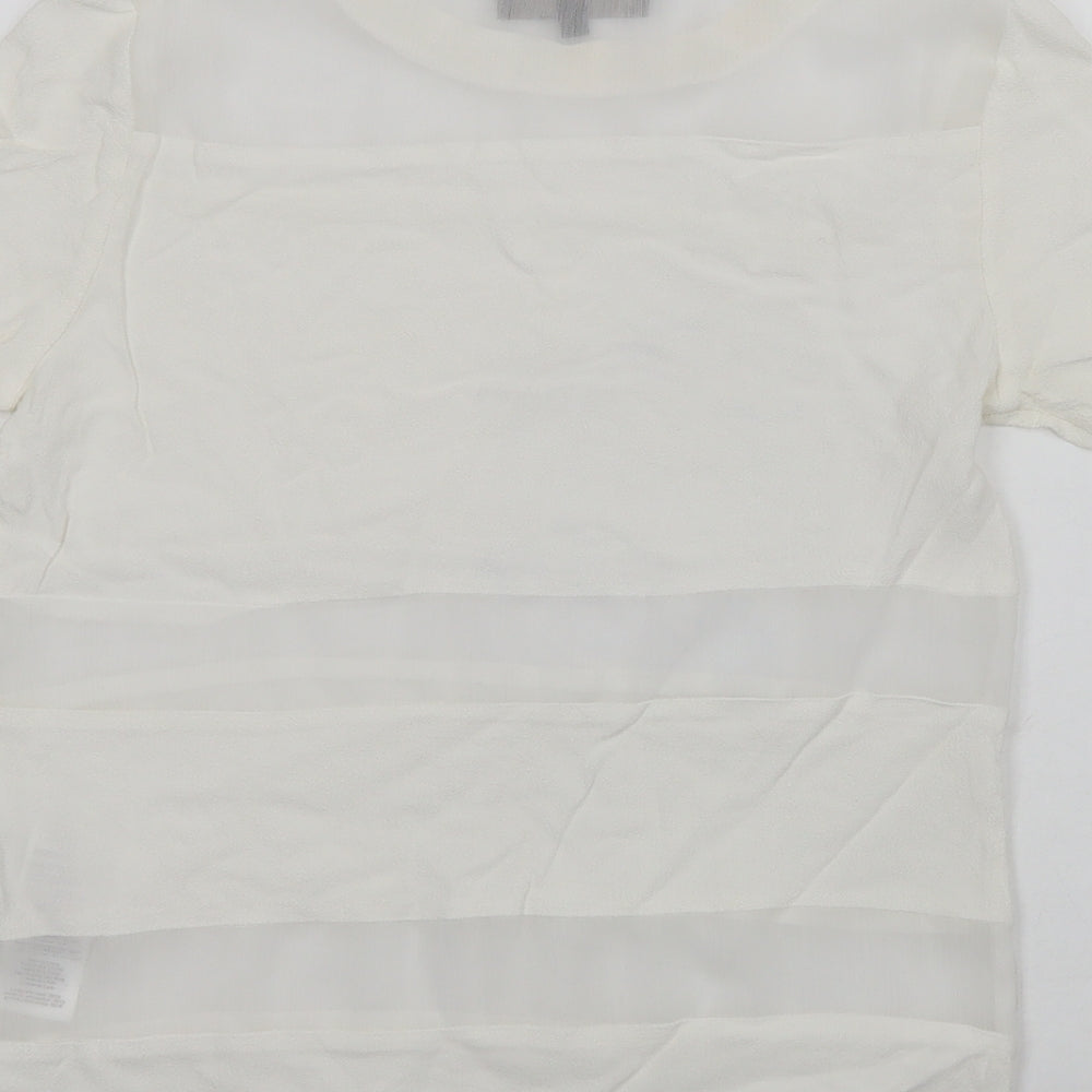 Selected Femme Womens White  Viscose Basic Blouse Size 6 Crew Neck