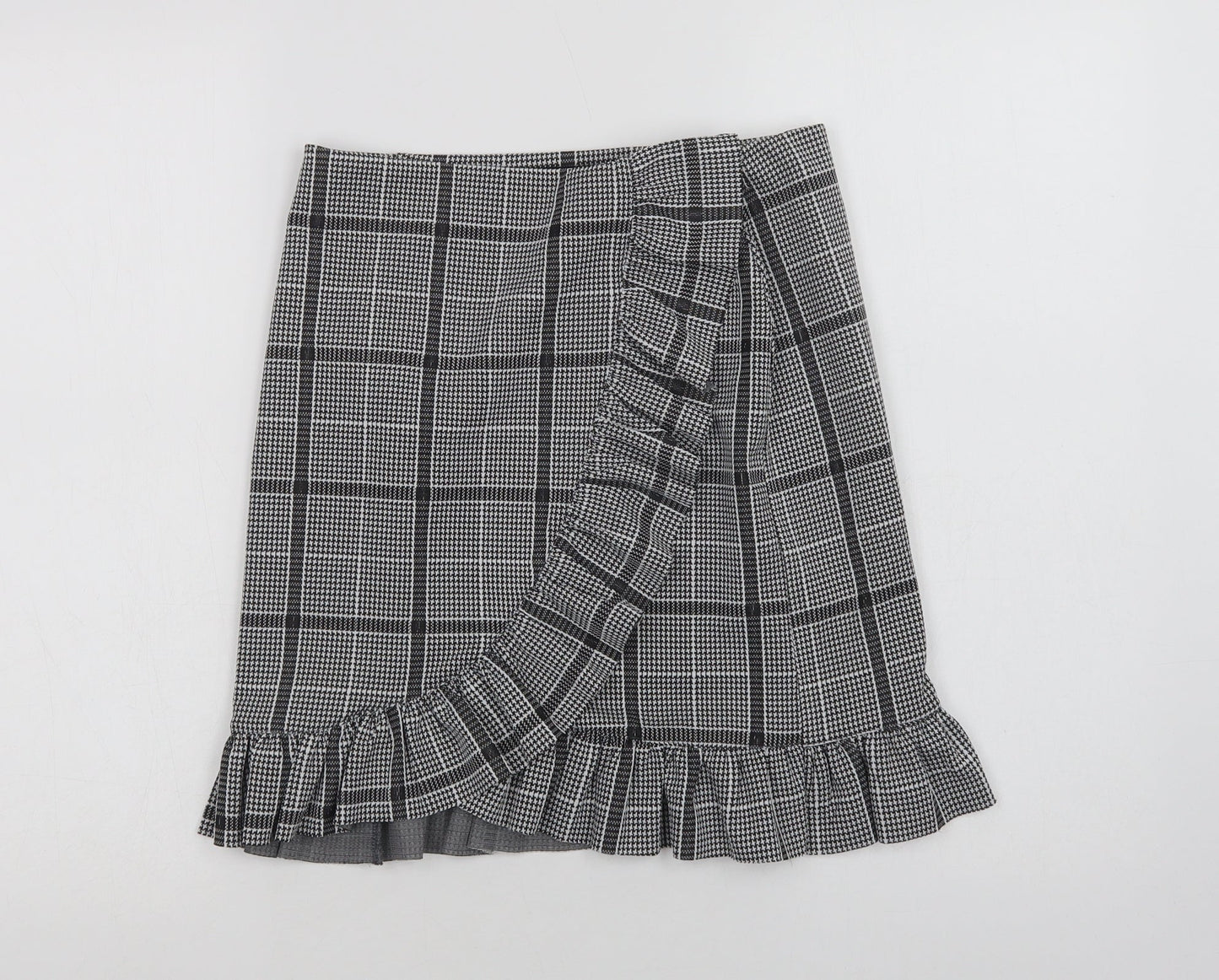 VERO MODA Womens Grey Check Polyester Mini Skirt Size S