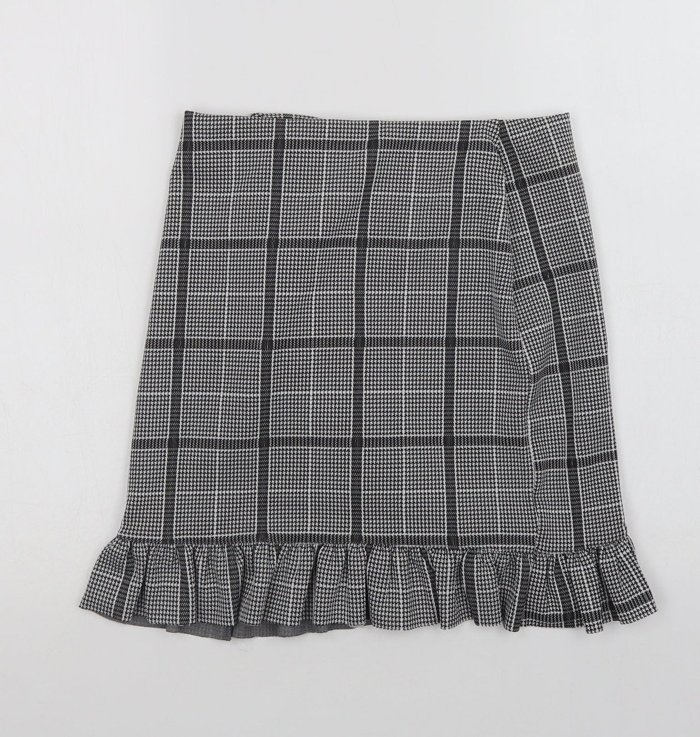VERO MODA Womens Grey Check Polyester Mini Skirt Size S
