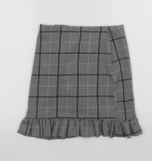 VERO MODA Womens Grey Check Polyester Mini Skirt Size S