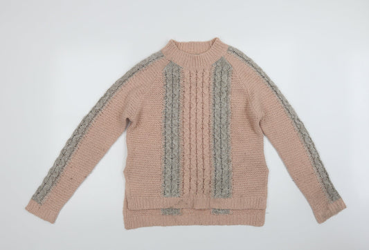 Papaya Womens Pink Mock Neck  Acrylic Pullover Jumper Size S