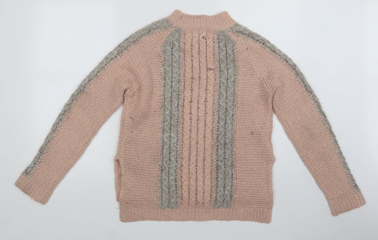 Papaya Womens Pink Mock Neck  Acrylic Pullover Jumper Size S