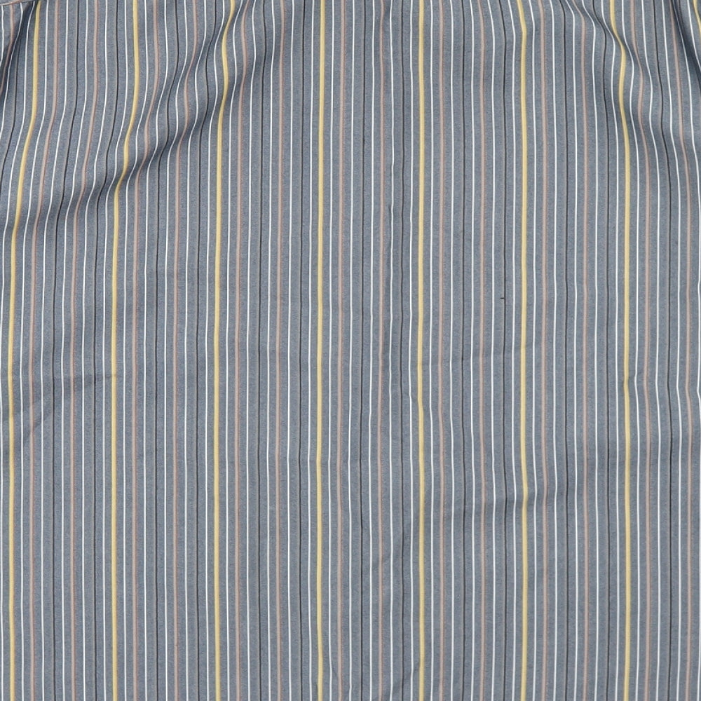 Marks and Spencer Mens Blue Striped Polyester  Button-Up Size L Collared Button