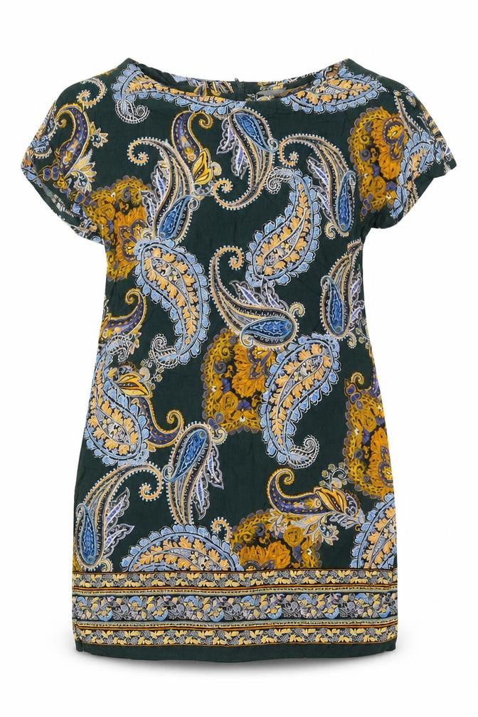 Dorothy Perkins Womens Green Paisley Viscose Mini  Size 8  Round Neck Zip