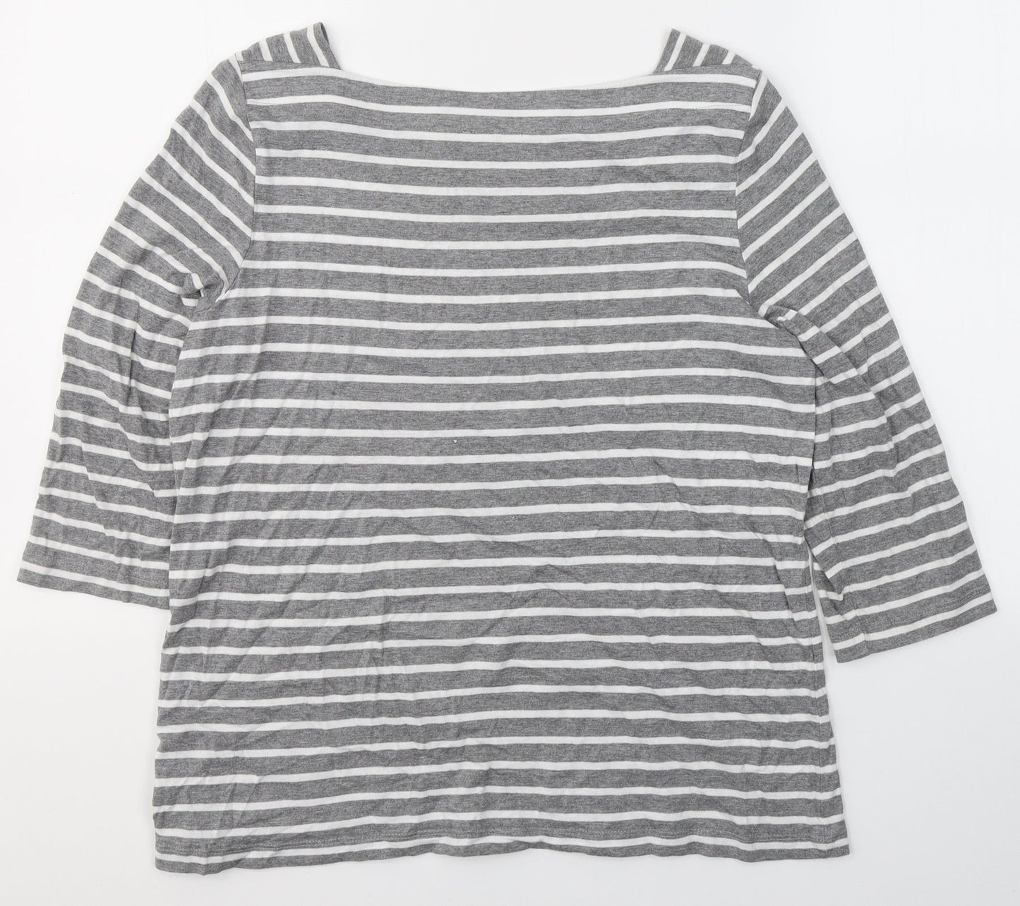 Olsen Womens Grey Round Neck Striped Polyester Pullover Jumper Size 12   - Dandelion