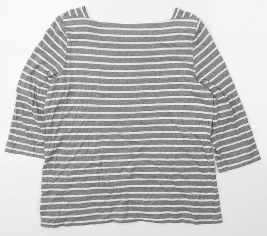 Olsen Womens Grey Round Neck Striped Polyester Pullover Jumper Size 12   - Dandelion
